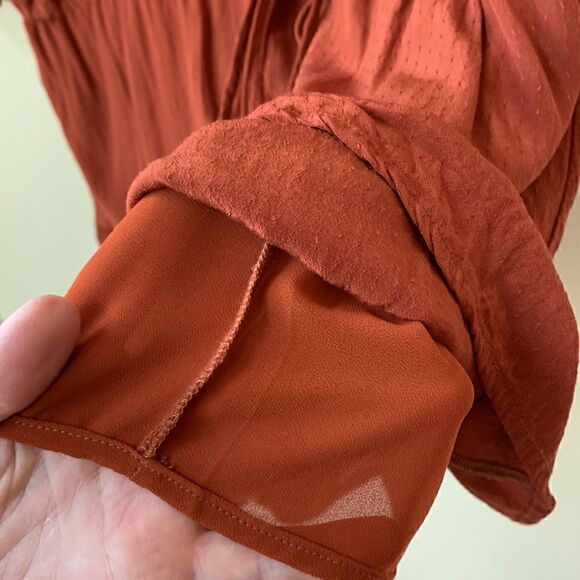 Ivy &‎ Leo Orange Rust Flowy Ruffled Lined Romper Dress size small - Picture 4 of 6